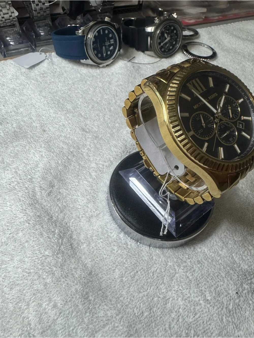 Michael Kors Gold-Tone Case with Black Dial Chronograph Watch